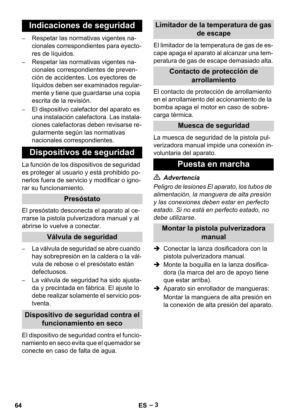 Puesta en marcha | Karcher HDS 5-11 UX User Manual | Page 64 / 312