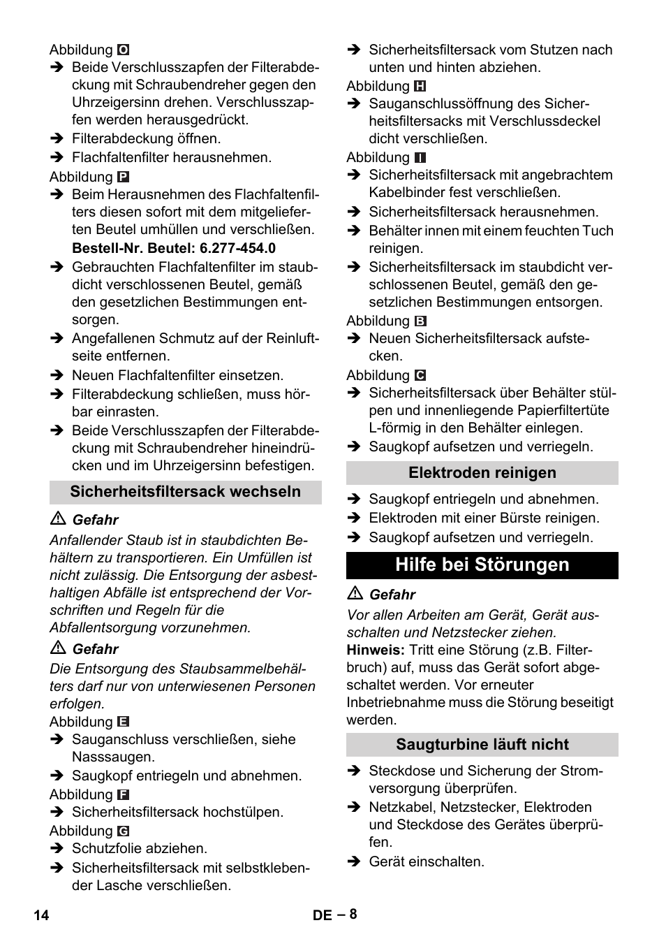 Hilfe bei störungen | Karcher NT 75-1 Tact Me Te H User Manual | Page 14 / 308