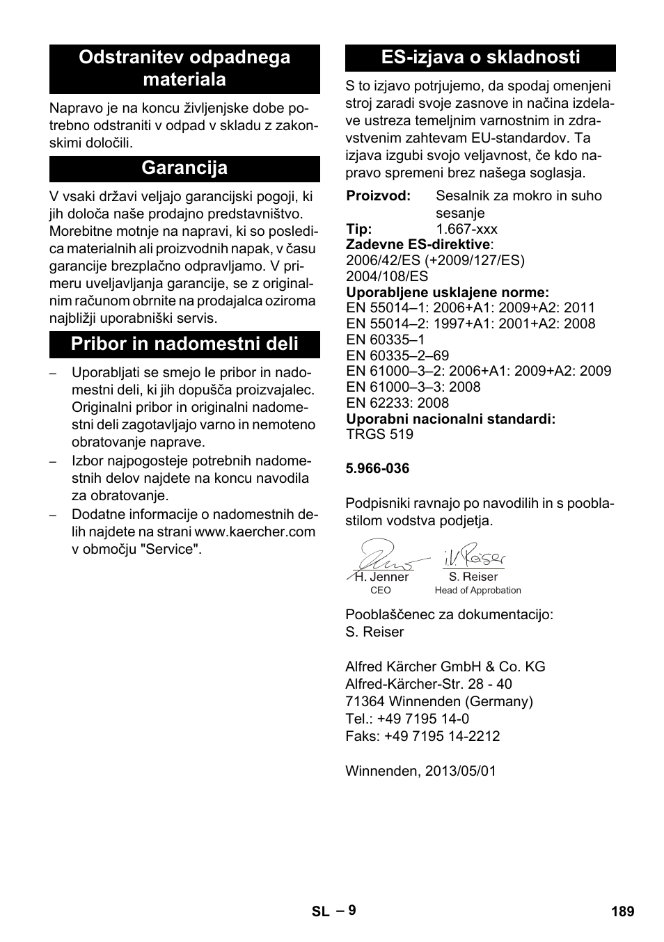 Karcher NT 75-1 Tact Me Te H User Manual | Page 189 / 308