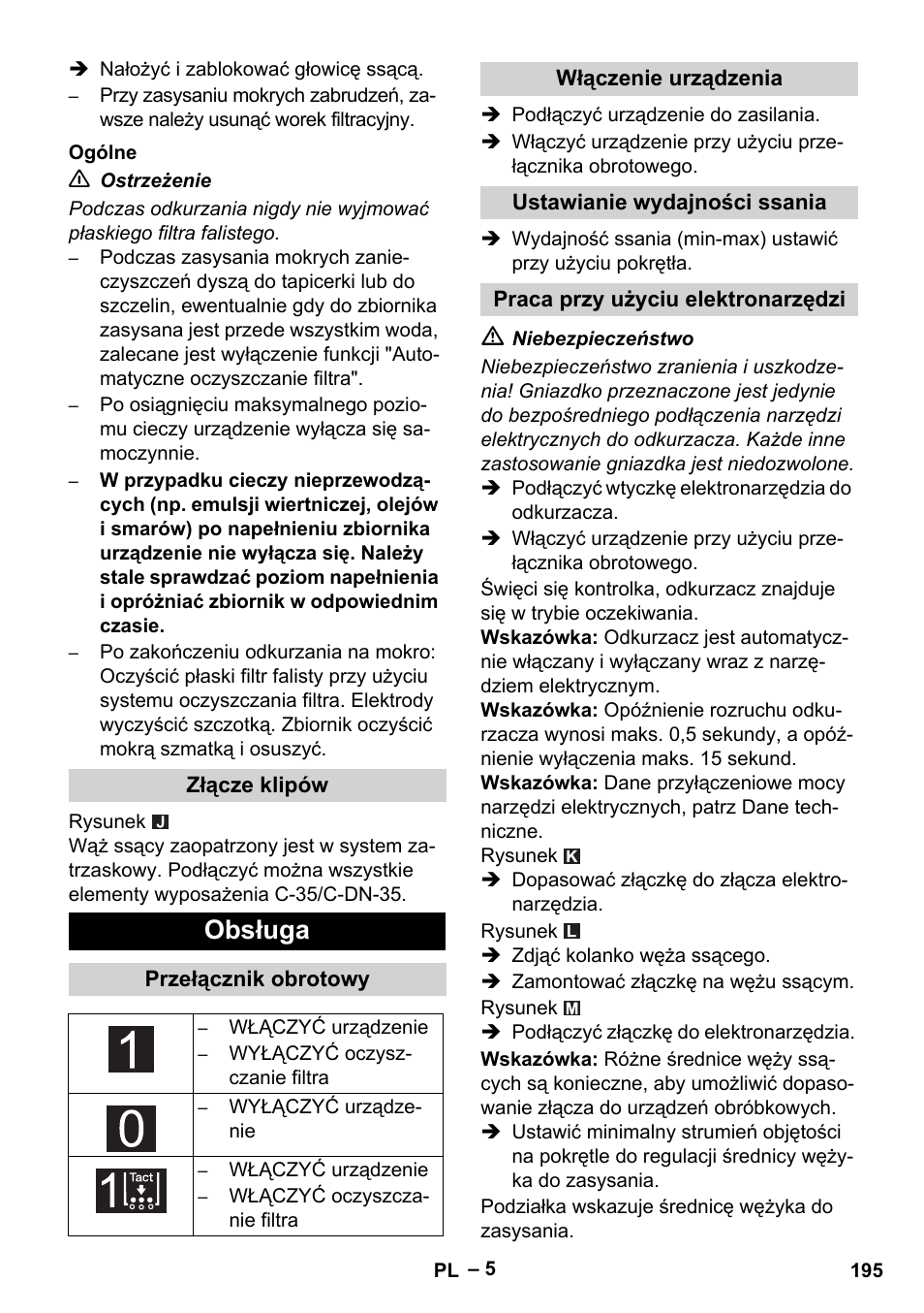Obsługa | Karcher NT 75-1 Tact Me Te H User Manual | Page 195 / 308