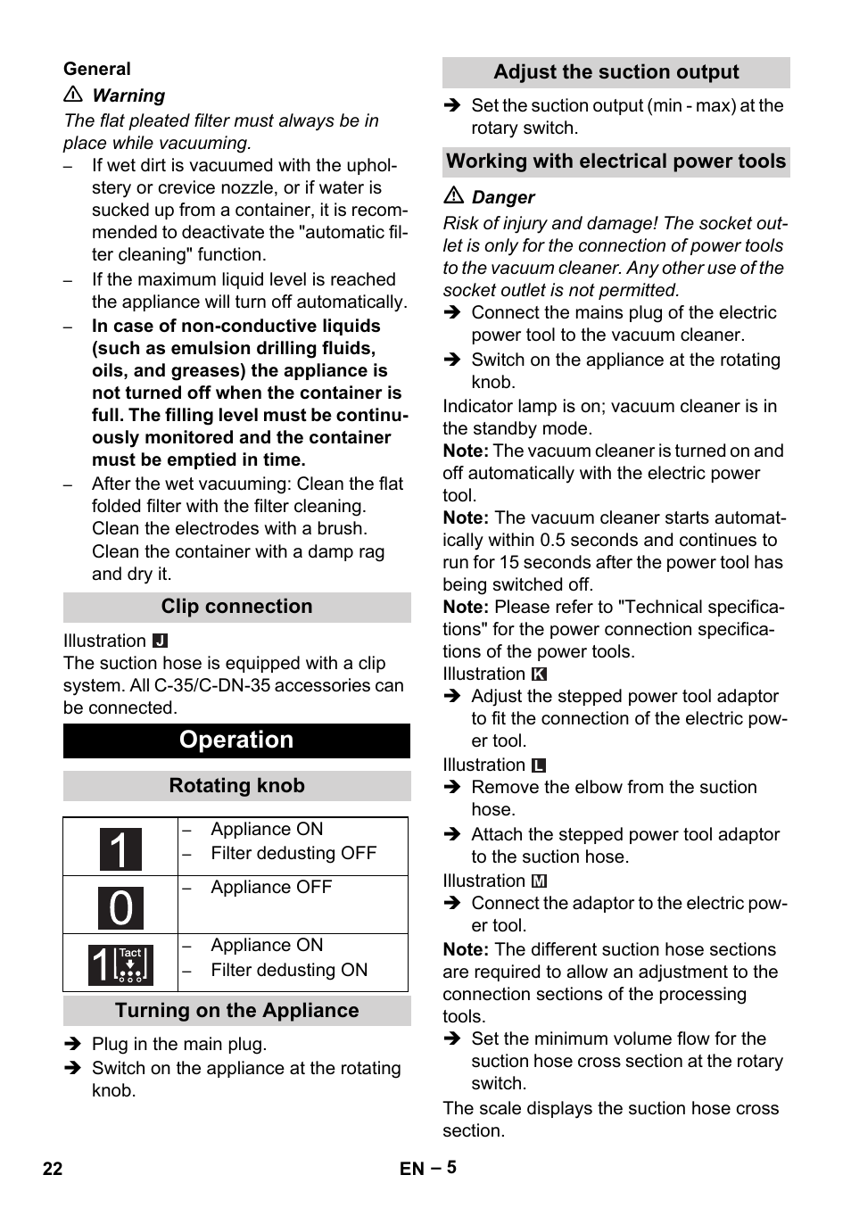 Operation | Karcher NT 75-1 Tact Me Te H User Manual | Page 22 / 308