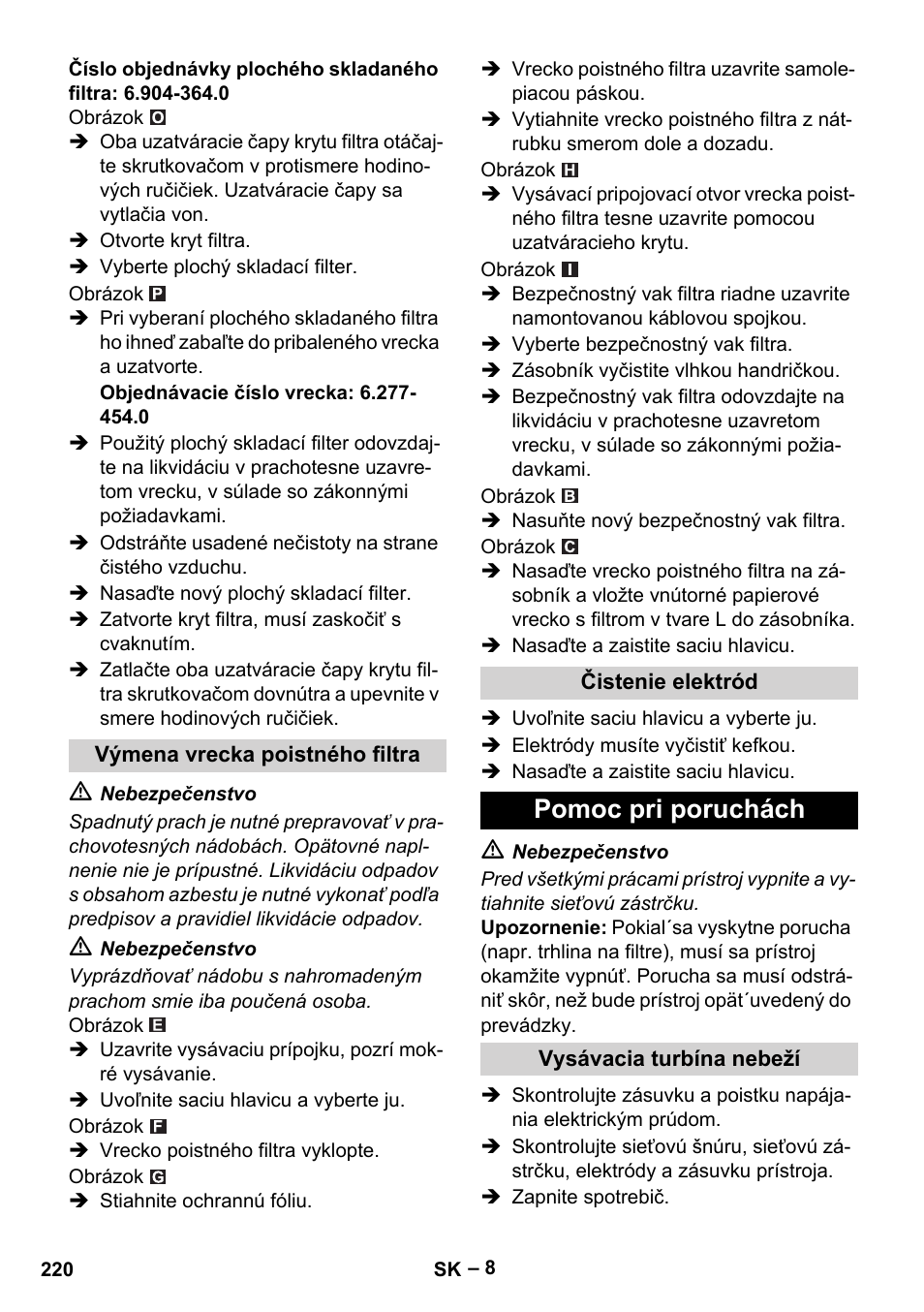 Pomoc pri poruchách | Karcher NT 75-1 Tact Me Te H User Manual | Page 220 / 308