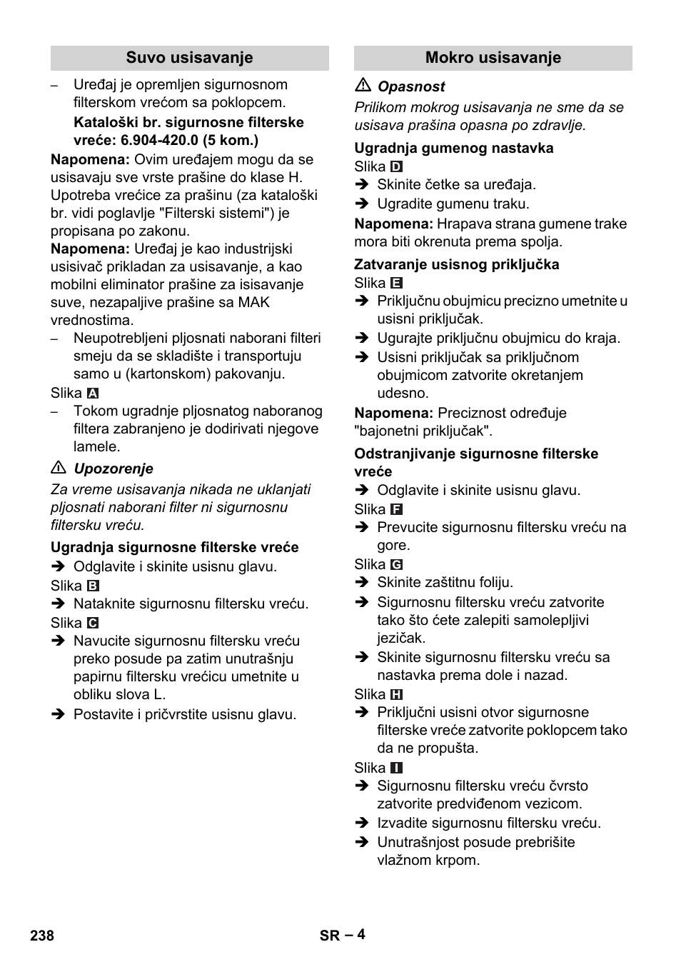Karcher NT 75-1 Tact Me Te H User Manual | Page 238 / 308