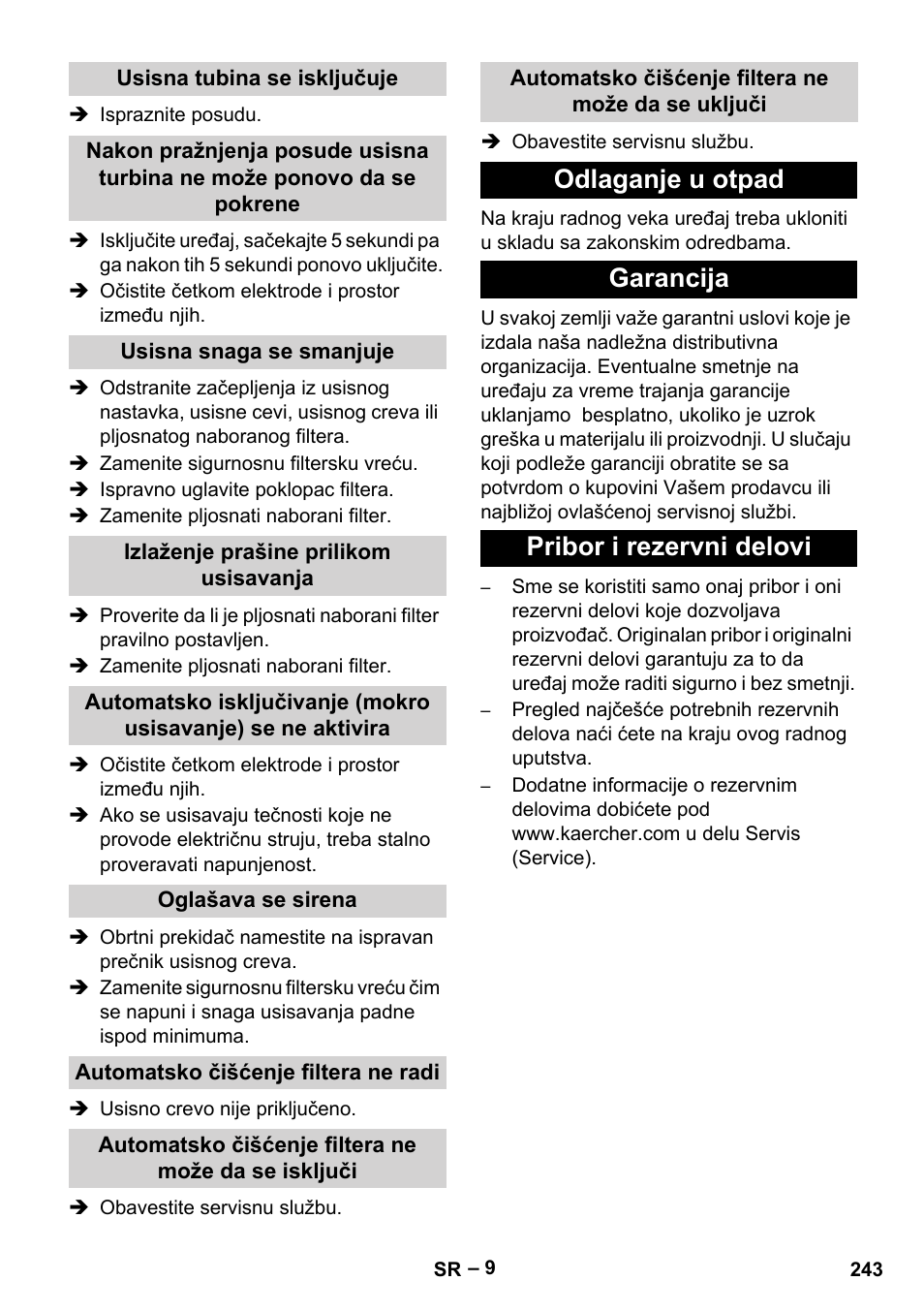 Karcher NT 75-1 Tact Me Te H User Manual | Page 243 / 308