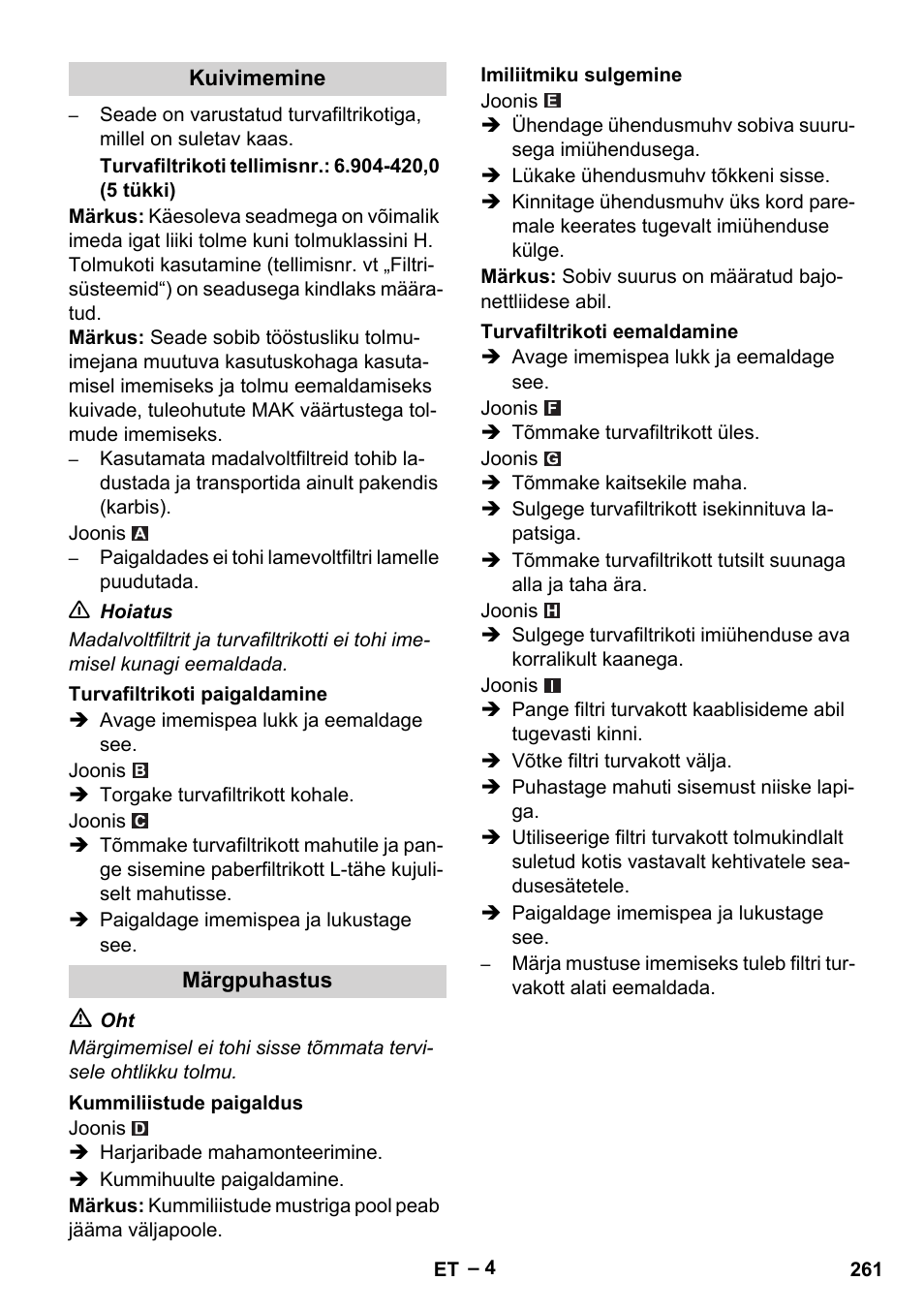 Karcher NT 75-1 Tact Me Te H User Manual | Page 261 / 308