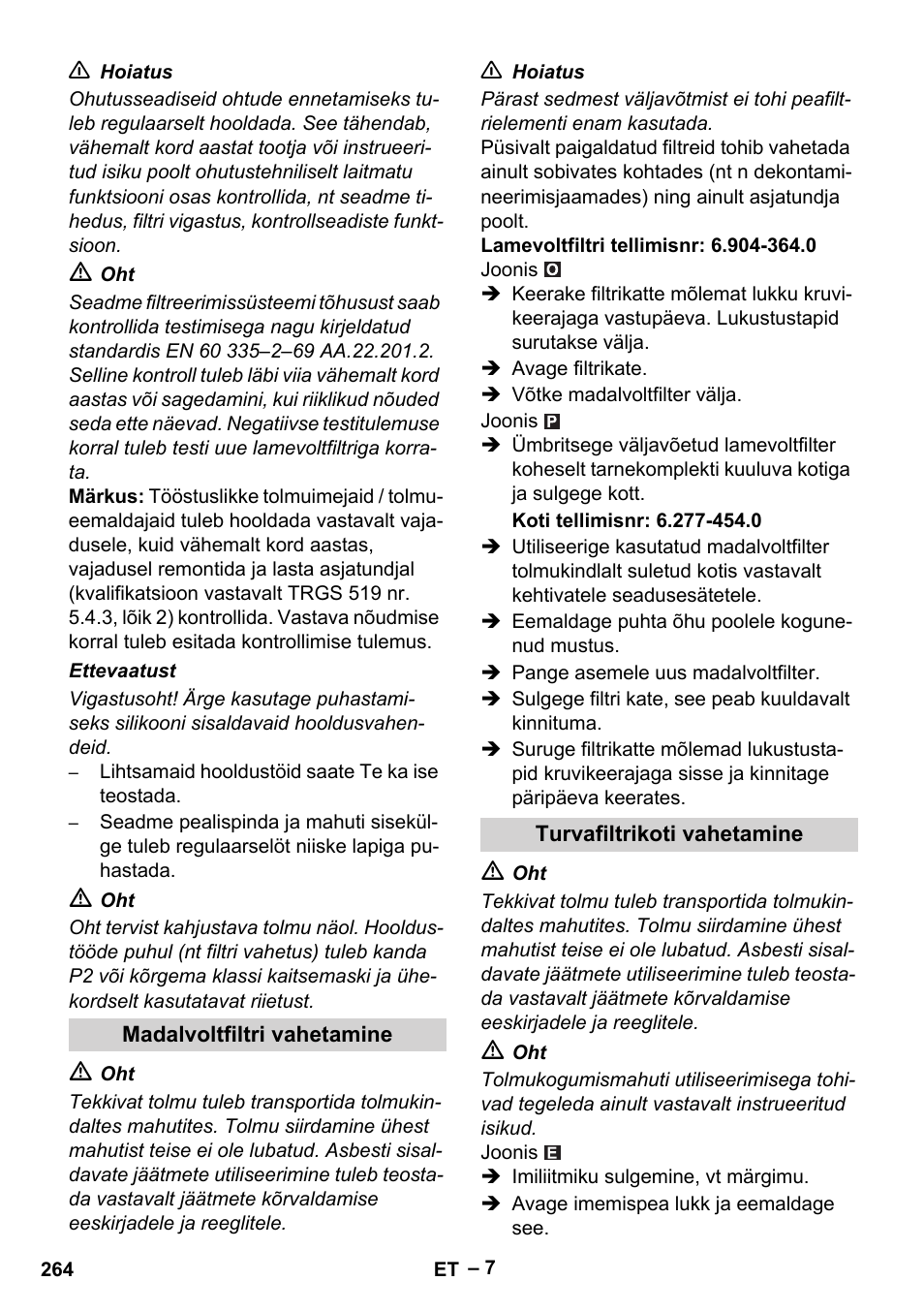 Karcher NT 75-1 Tact Me Te H User Manual | Page 264 / 308