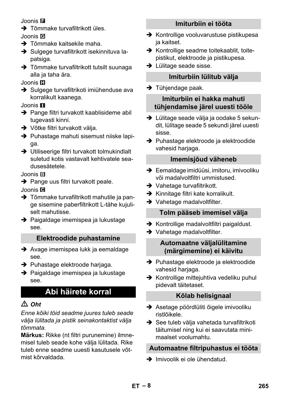 Abi häirete korral | Karcher NT 75-1 Tact Me Te H User Manual | Page 265 / 308