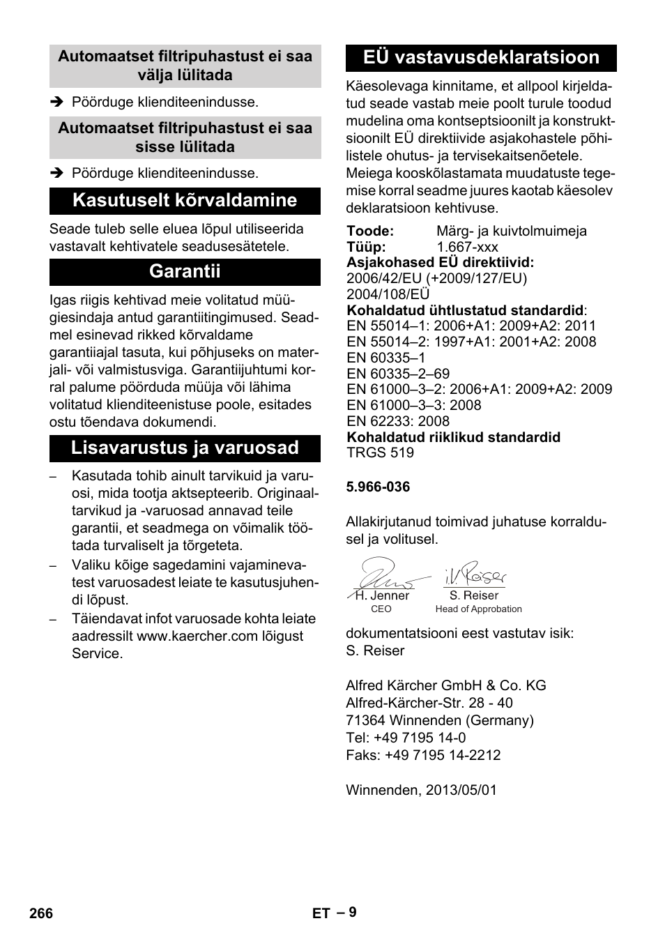 Karcher NT 75-1 Tact Me Te H User Manual | Page 266 / 308