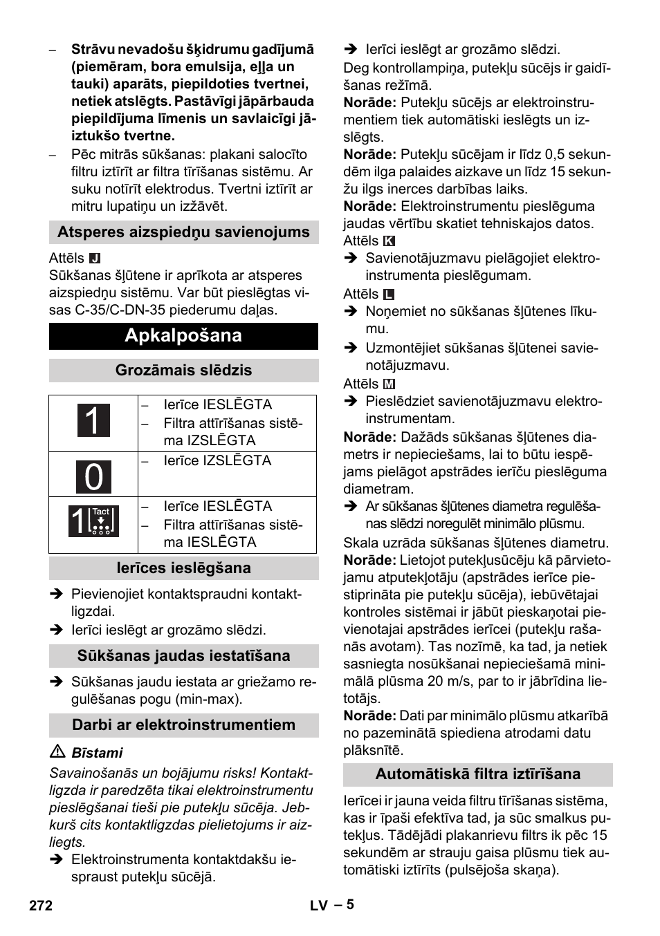 Apkalpošana | Karcher NT 75-1 Tact Me Te H User Manual | Page 272 / 308