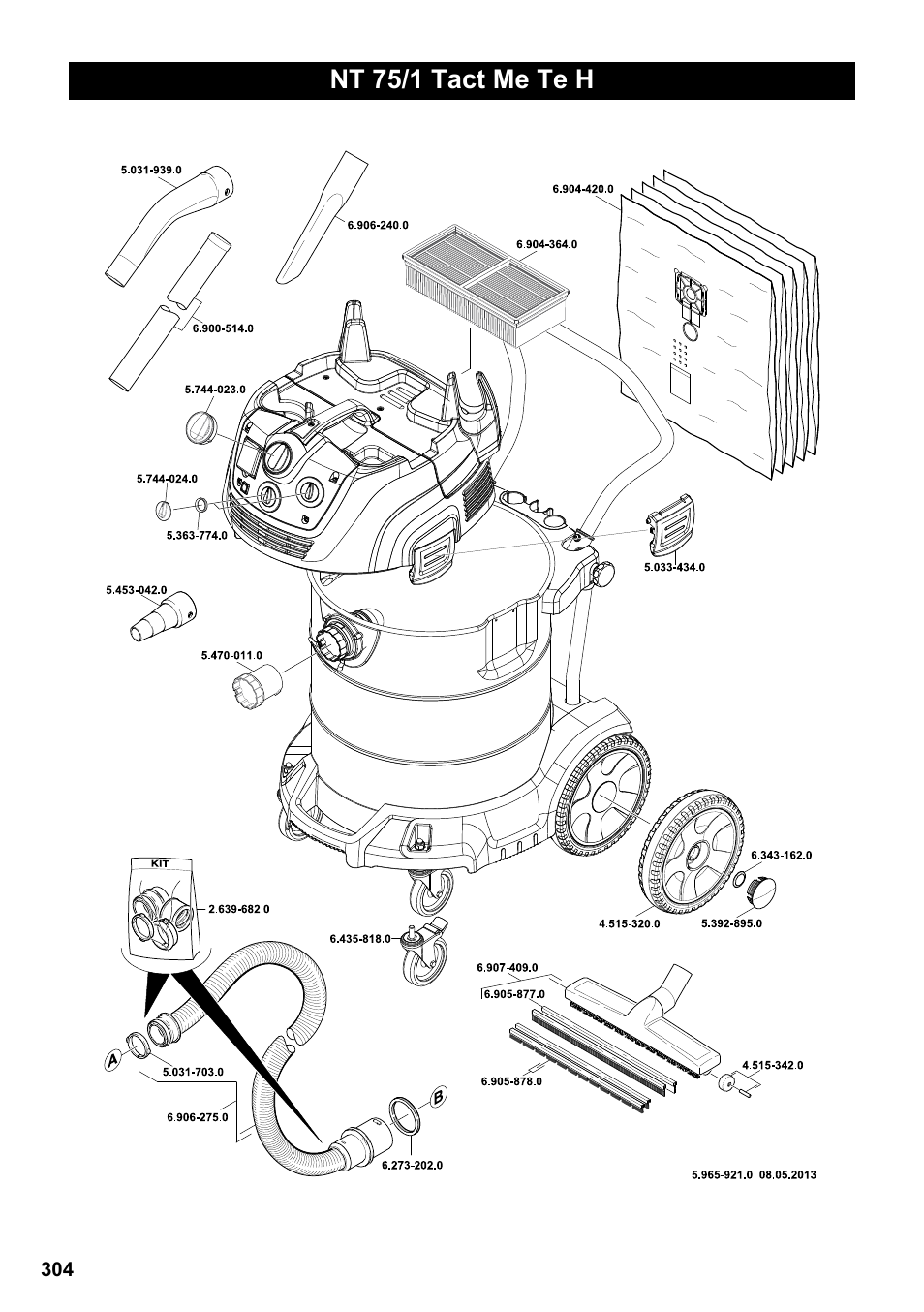 Nt 75/1 tact me te h | Karcher NT 75-1 Tact Me Te H User Manual | Page 304 / 308