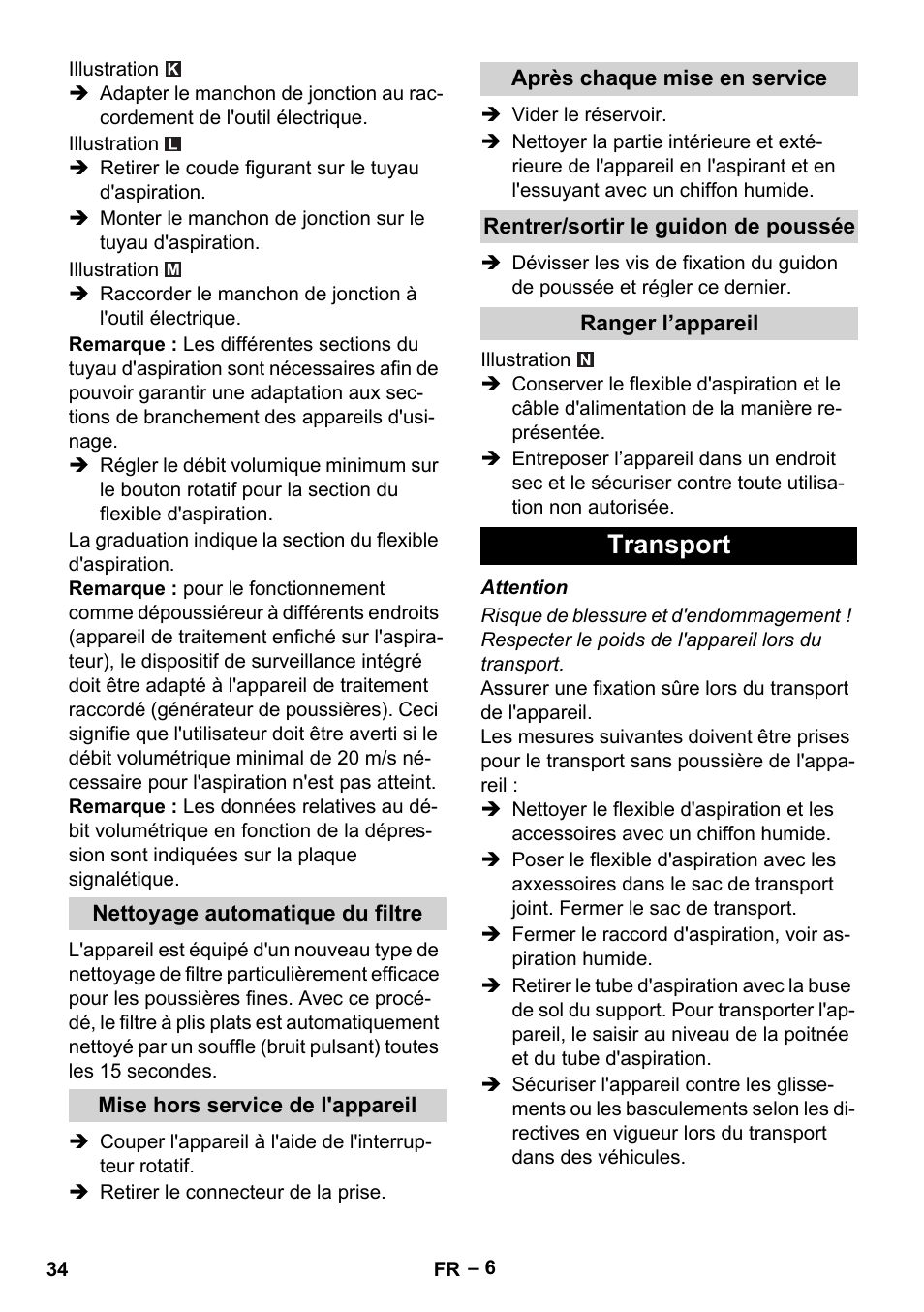 Transport | Karcher NT 75-1 Tact Me Te H User Manual | Page 34 / 308