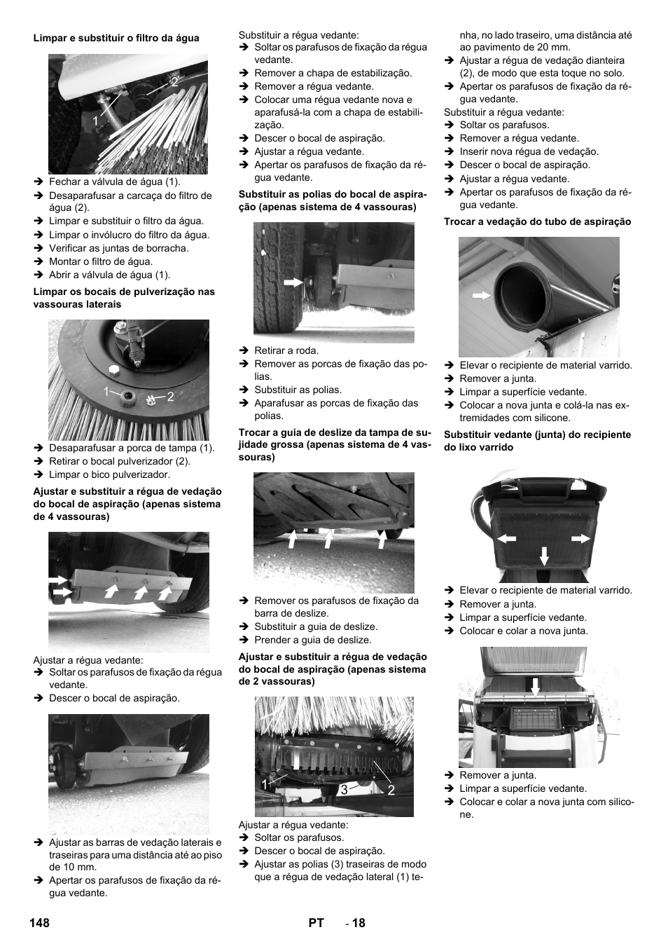 Limpar e substituir o filtro da água, Trocar a vedação do tubo de aspiração | Karcher ICC 2 D ECO 2SB STAGE IIIa User Manual | Page 148 / 328