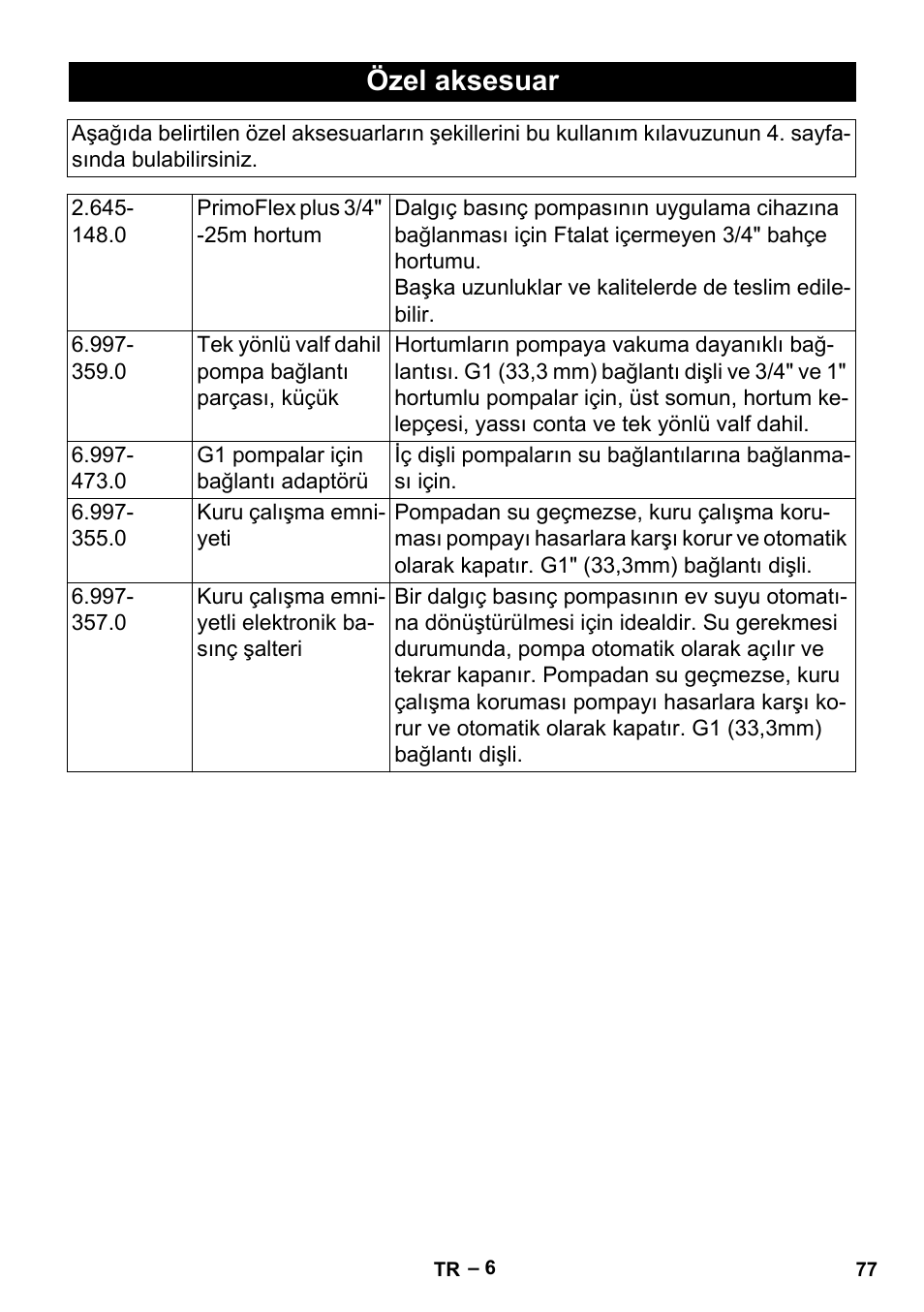 Özel aksesuar | Karcher BP 2 Cistern User Manual | Page 77 / 82