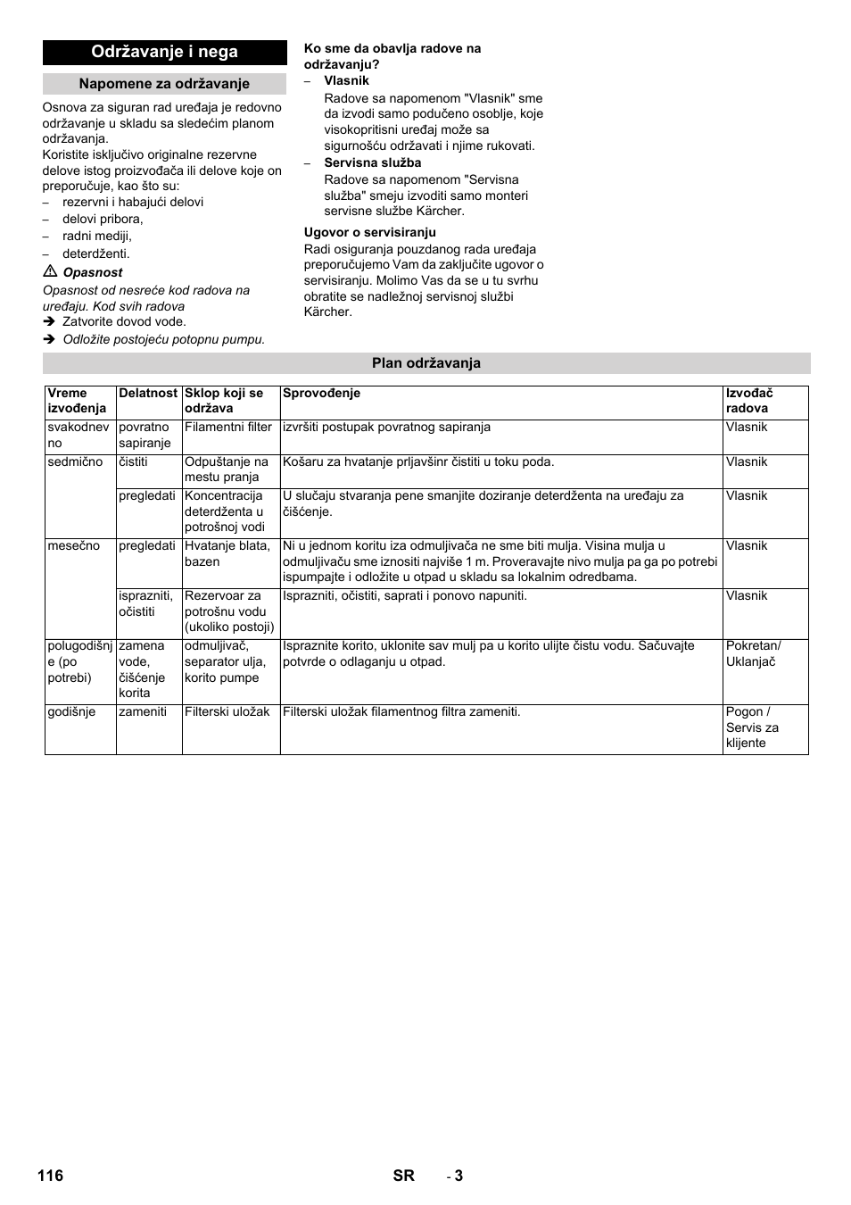 Održavanje i nega | Karcher WRP 1000 ECO User Manual | Page 116 / 148