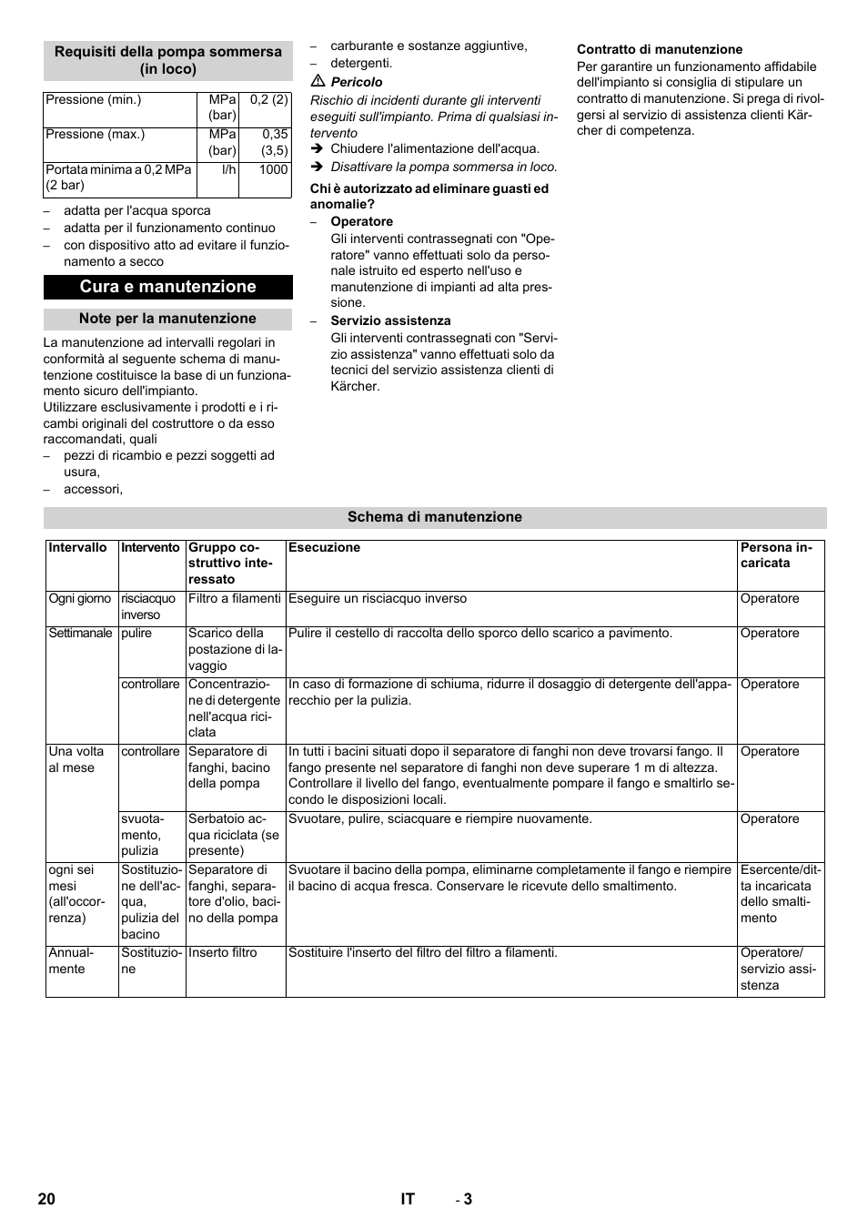 Cura e manutenzione | Karcher WRP 1000 ECO User Manual | Page 20 / 148