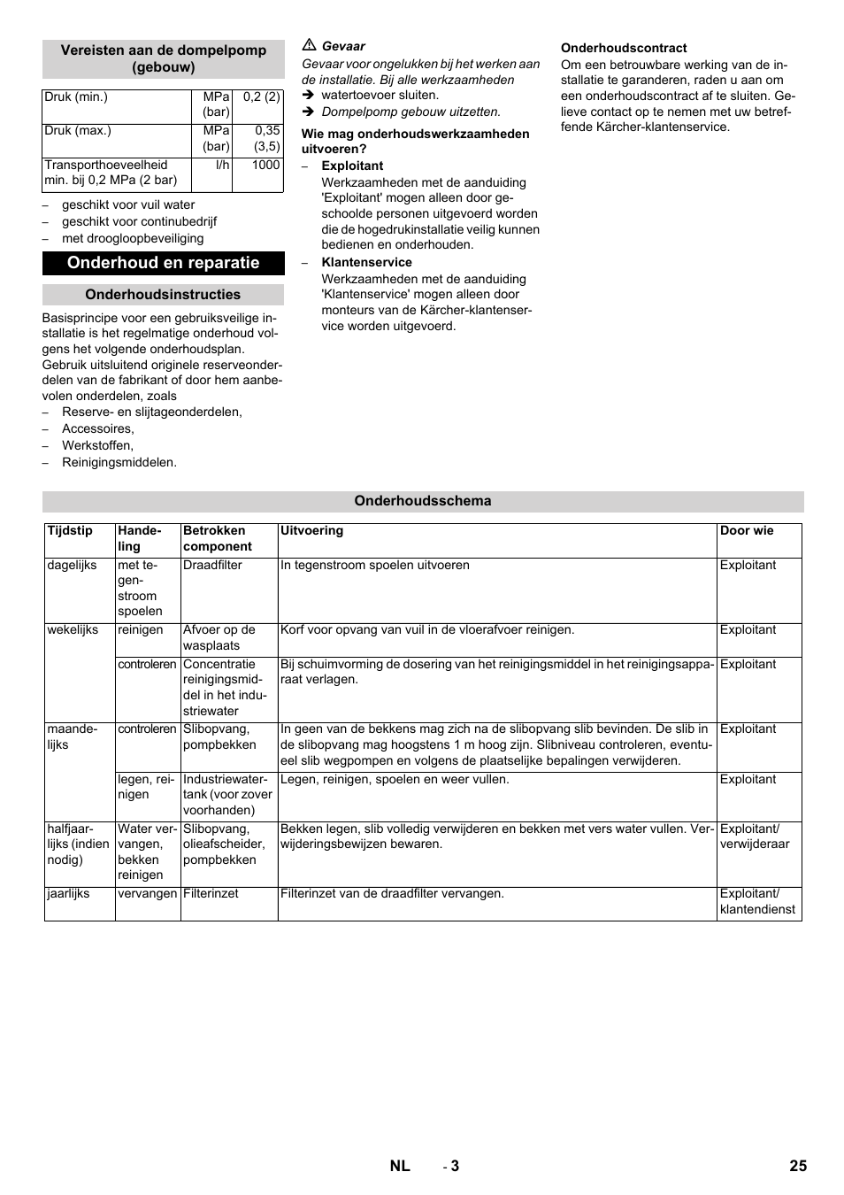 Onderhoud en reparatie | Karcher WRP 1000 ECO User Manual | Page 25 / 148