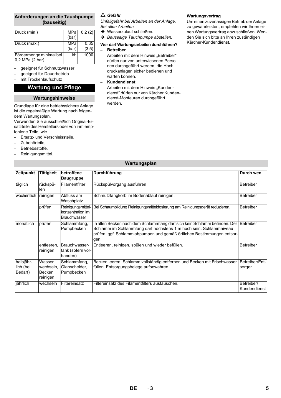 Wartung und pflege | Karcher WRP 1000 ECO User Manual | Page 5 / 148