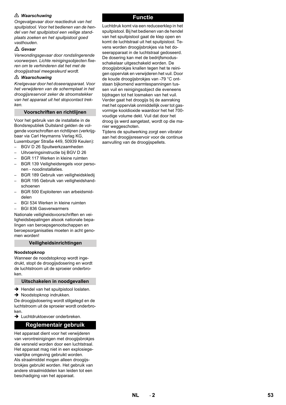 Reglementair gebruik functie | Karcher IB 15-120 User Manual | Page 53 / 334