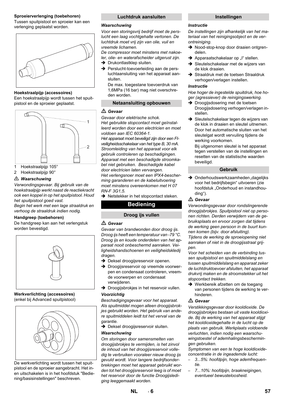 Bediening | Karcher IB 15-120 User Manual | Page 57 / 334