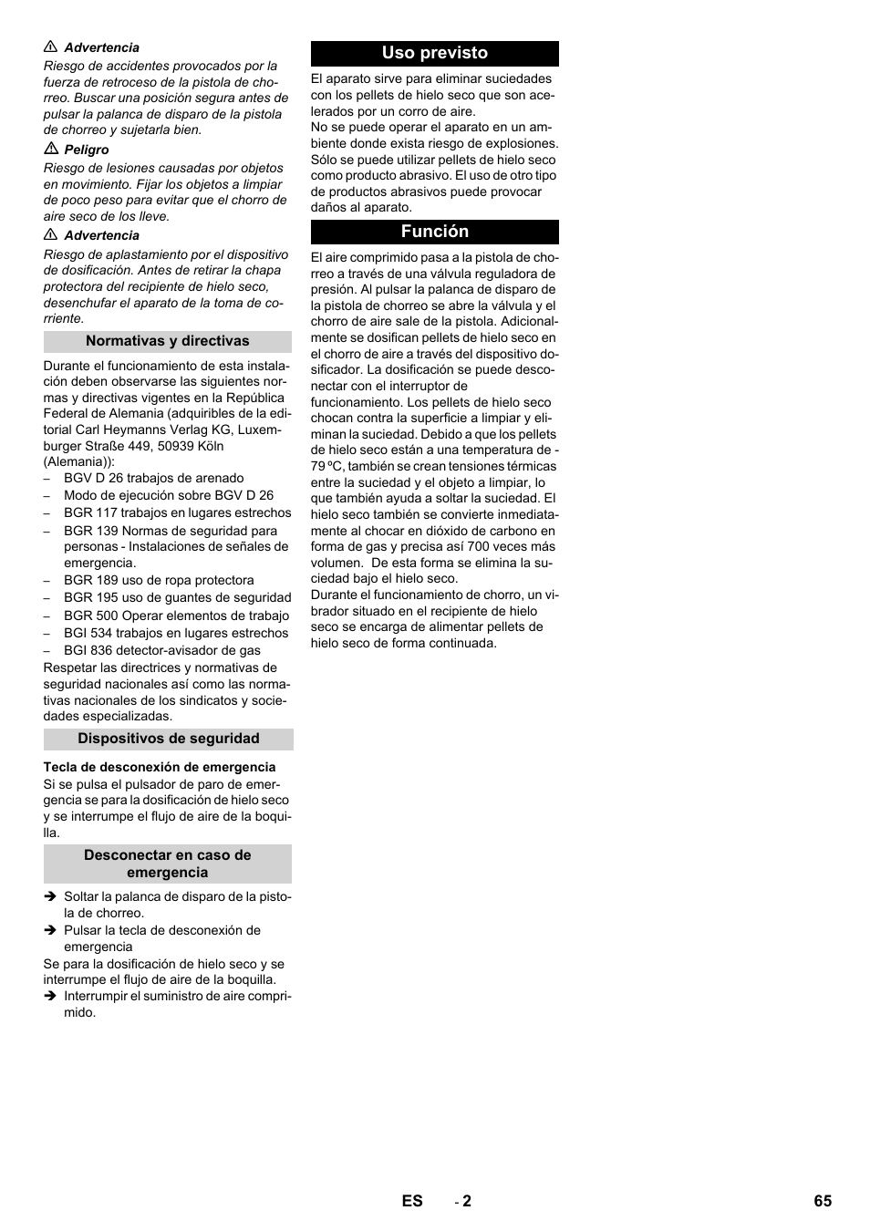 Uso previsto función | Karcher IB 15-120 User Manual | Page 65 / 334