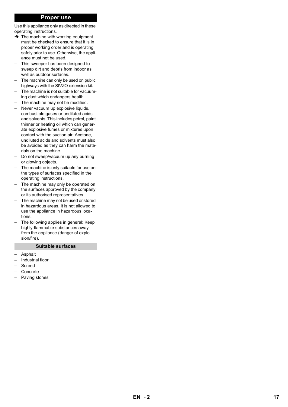 Proper use | Karcher KMR 1250 BAT User Manual | Page 17 / 196