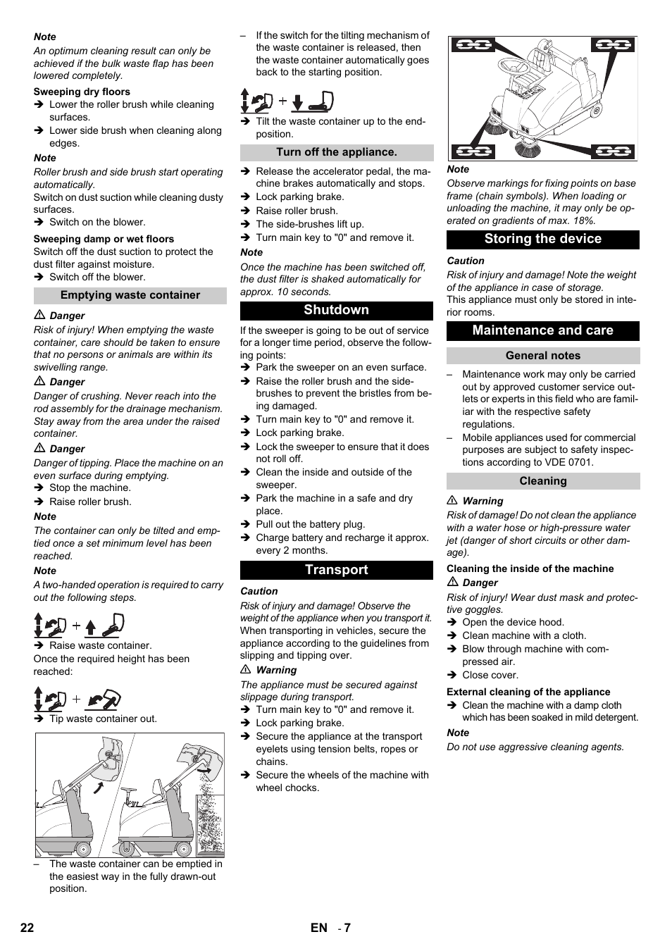 Karcher KMR 1250 BAT User Manual | Page 22 / 196