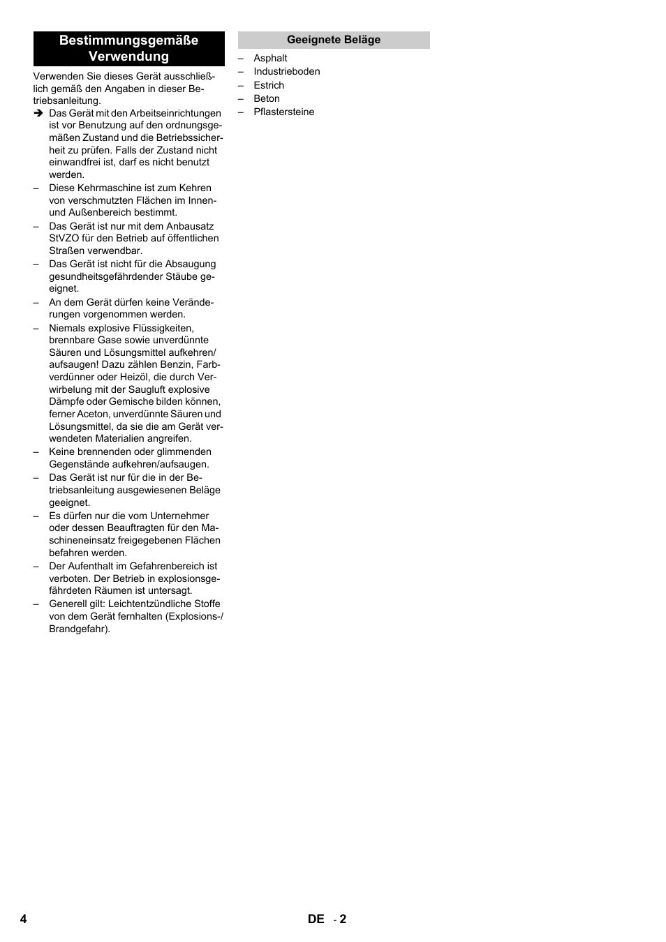 Bestimmungsgemäße verwendung | Karcher KMR 1250 BAT User Manual | Page 4 / 196