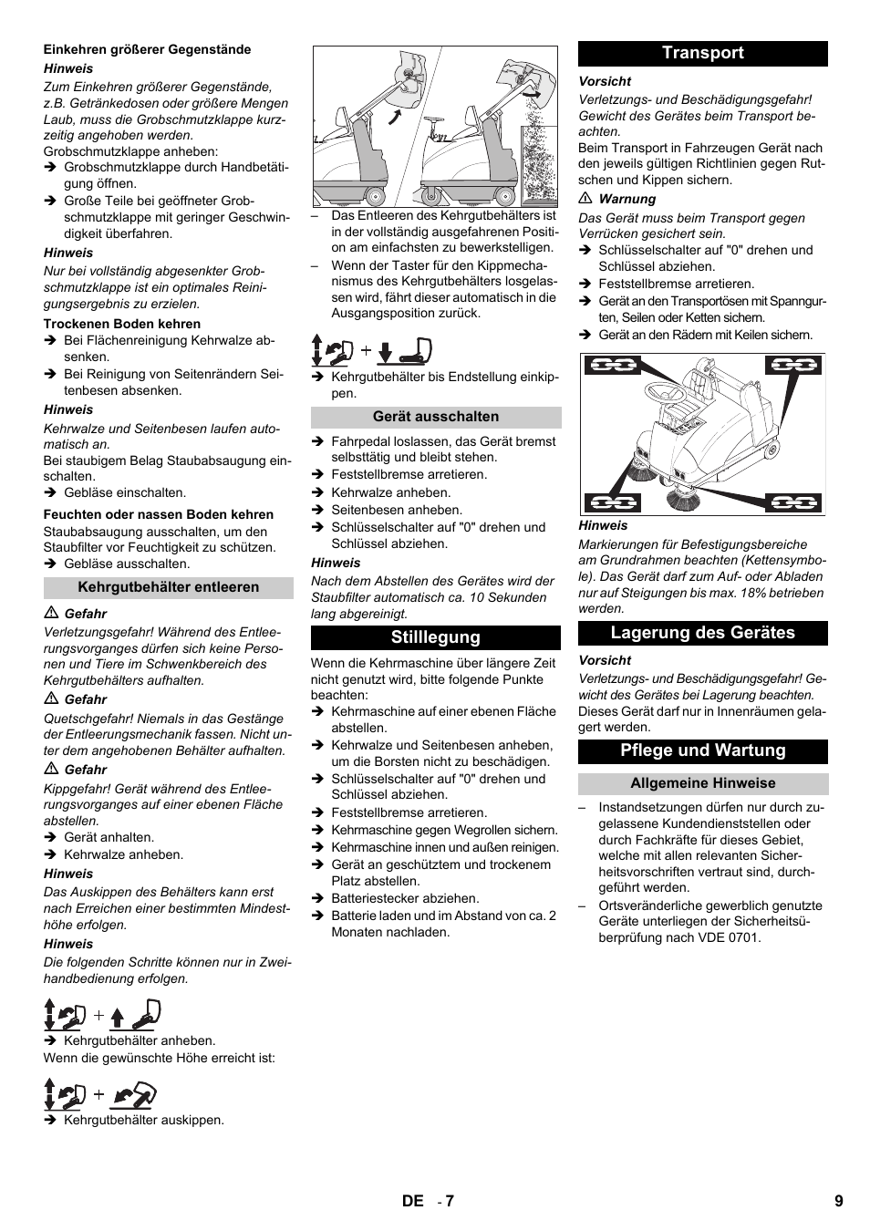 Karcher KMR 1250 BAT User Manual | Page 9 / 196