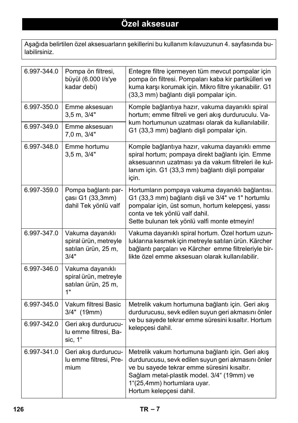 Özel aksesuar | Karcher BP 3 Home & Garden User Manual | Page 126 / 134