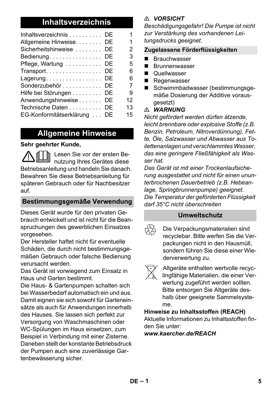 Karcher BP 3 Home & Garden User Manual | Page 5 / 134