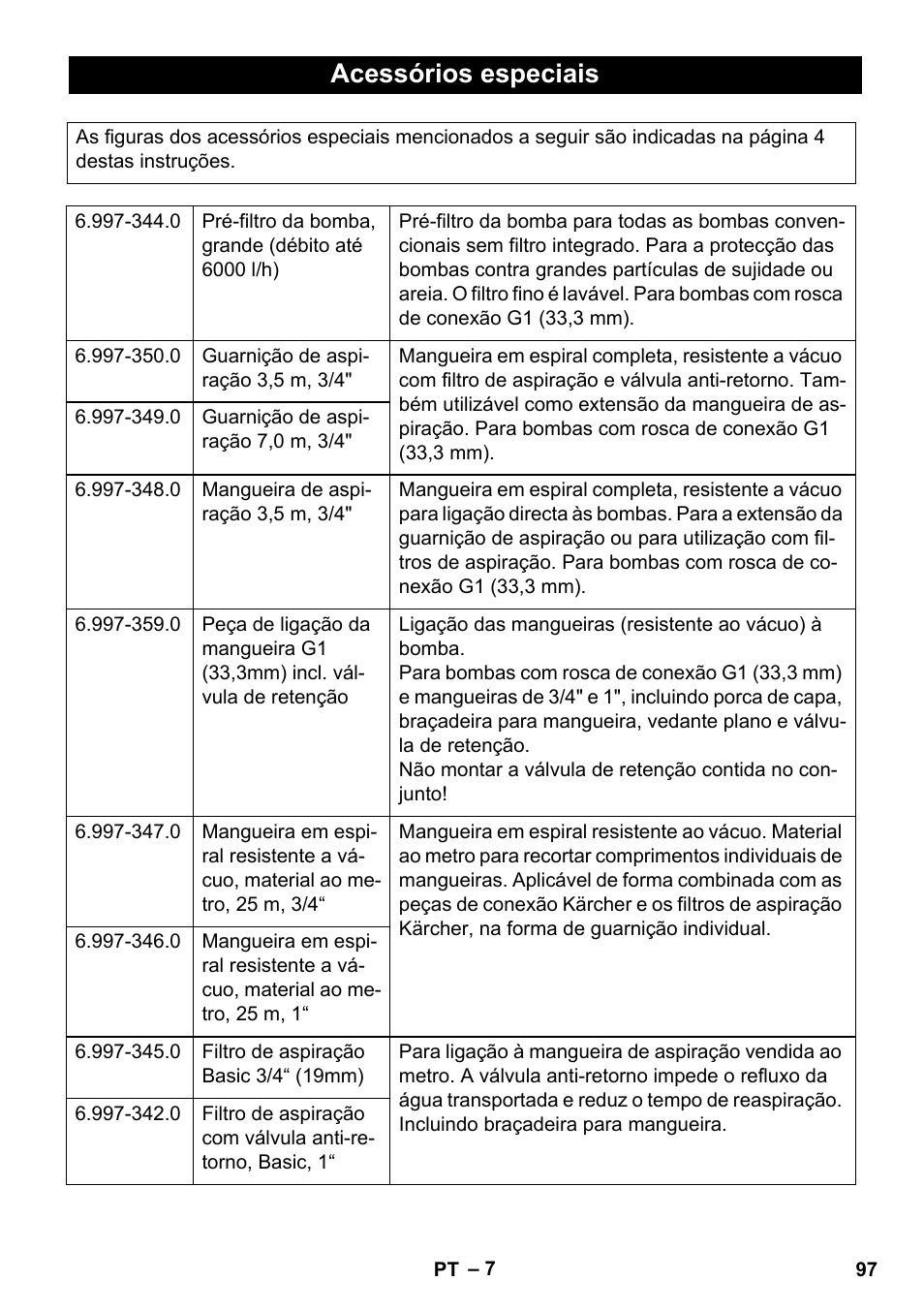 Acessórios especiais | Karcher BP 3 Home & Garden User Manual | Page 97 / 134