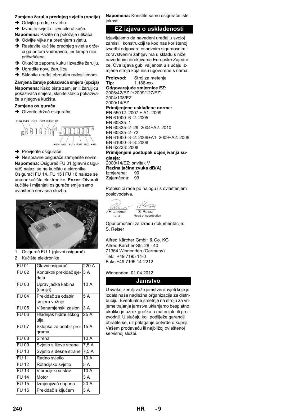 Ez izjava o usklađenosti, Jamstvo | Karcher KM 130-300 BAT User Manual | Page 240 / 340