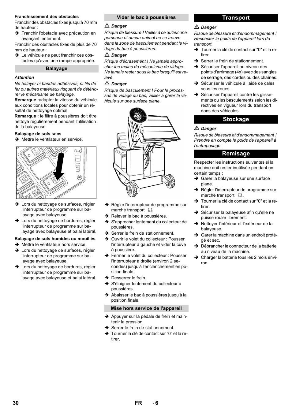 Transport stockage remisage | Karcher KM 130-300 BAT User Manual | Page 30 / 340