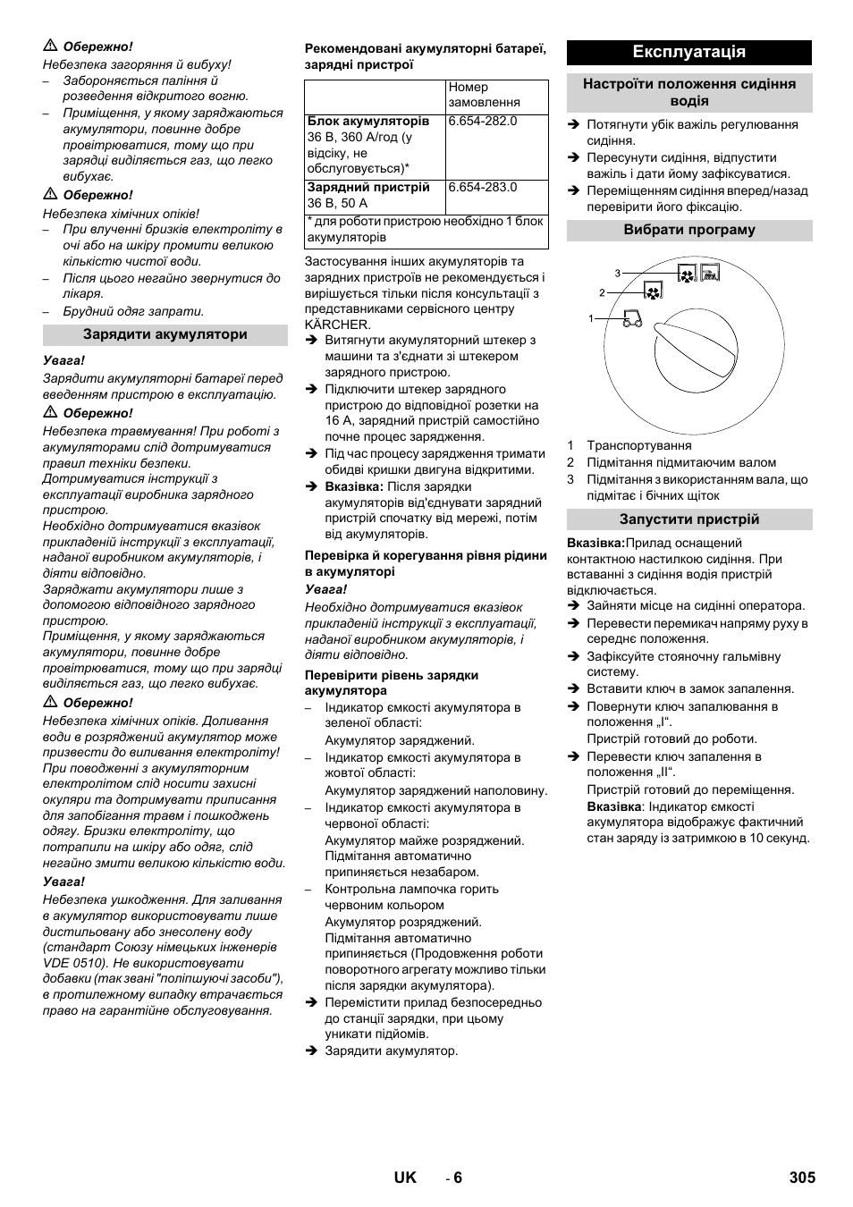 Експлуатація | Karcher KM 130-300 BAT User Manual | Page 305 / 340