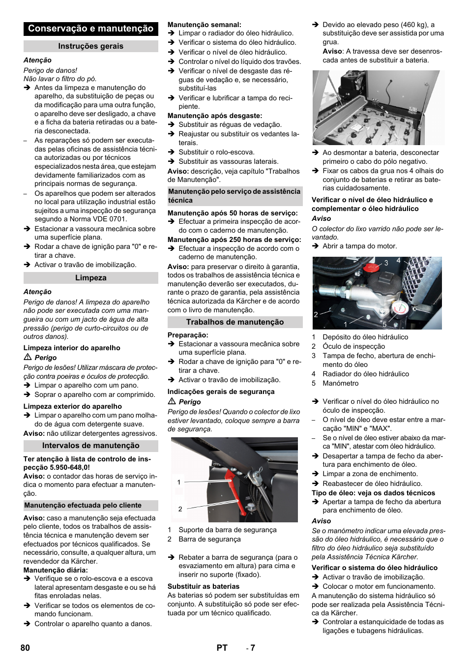 Conservação e manutenção | Karcher KM 130-300 BAT User Manual | Page 80 / 340