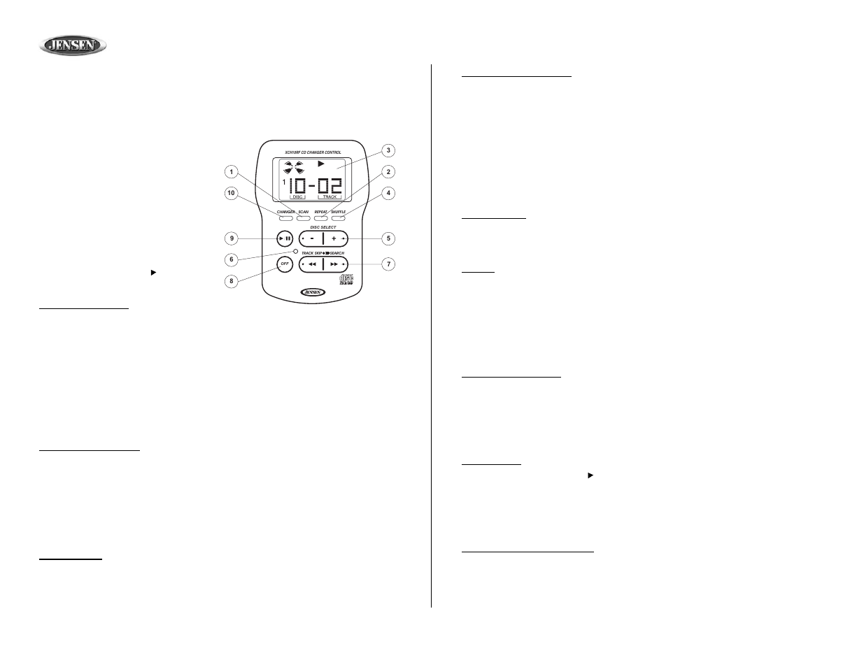 Xch10rf, Remote control operating instructions | Audiovox XCH10RF User Manual | Page 18 / 23