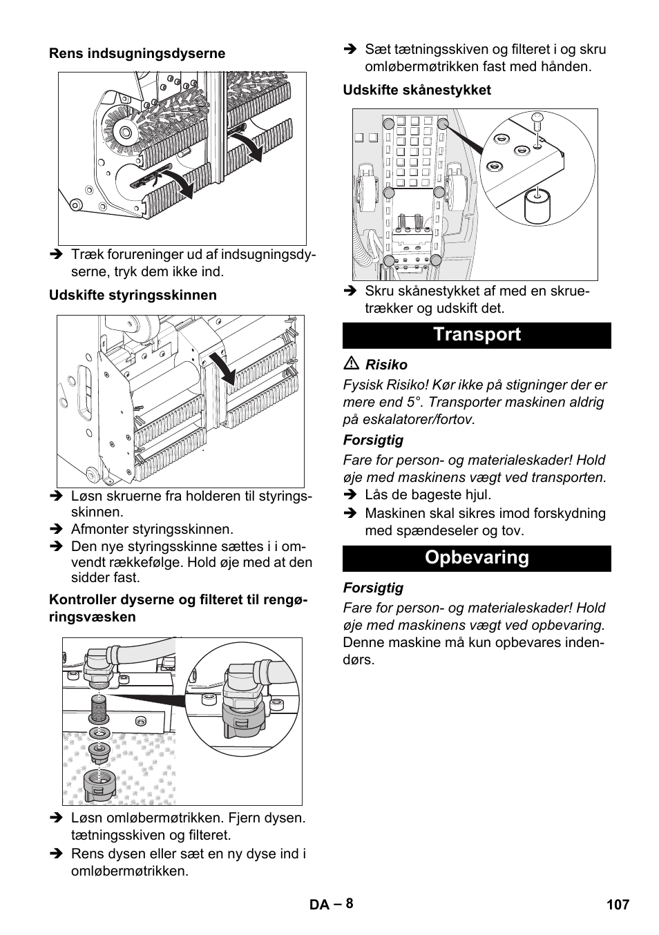 Transport opbevaring | Karcher BR 47-35 ESC EU User Manual | Page 107 / 276