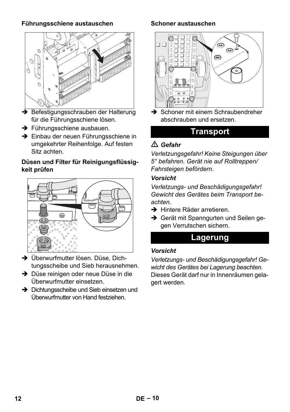 Transport lagerung | Karcher BR 47-35 ESC EU User Manual | Page 12 / 276