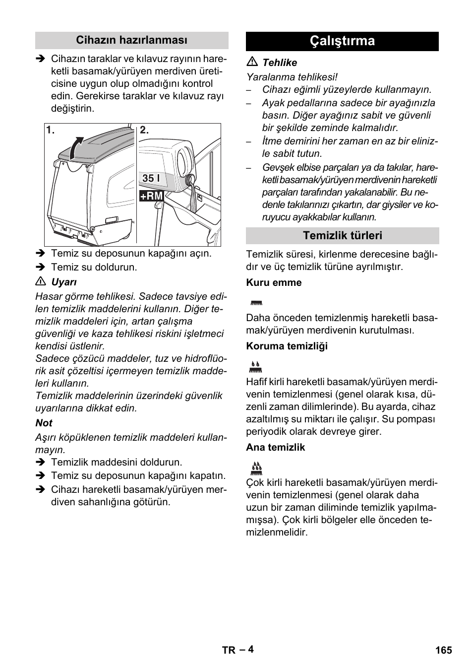 Çalıştırma | Karcher BR 47-35 ESC EU User Manual | Page 165 / 276