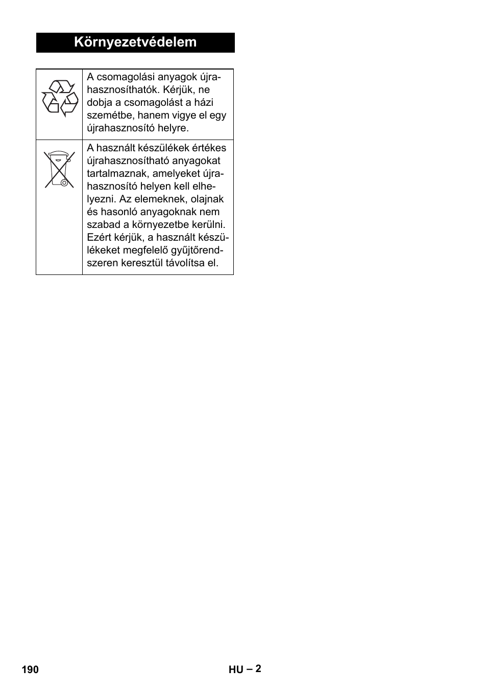 Környezetvédelem | Karcher BR 47-35 ESC EU User Manual | Page 190 / 276