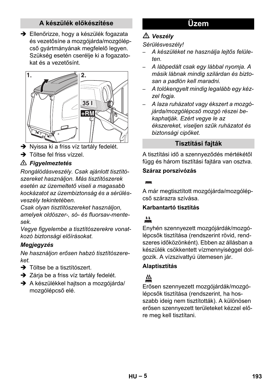 Üzem | Karcher BR 47-35 ESC EU User Manual | Page 193 / 276