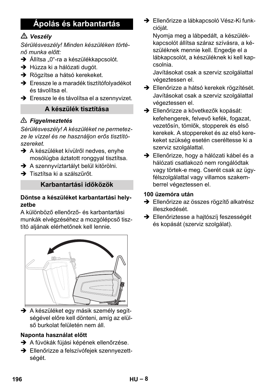 Ápolás és karbantartás | Karcher BR 47-35 ESC EU User Manual | Page 196 / 276