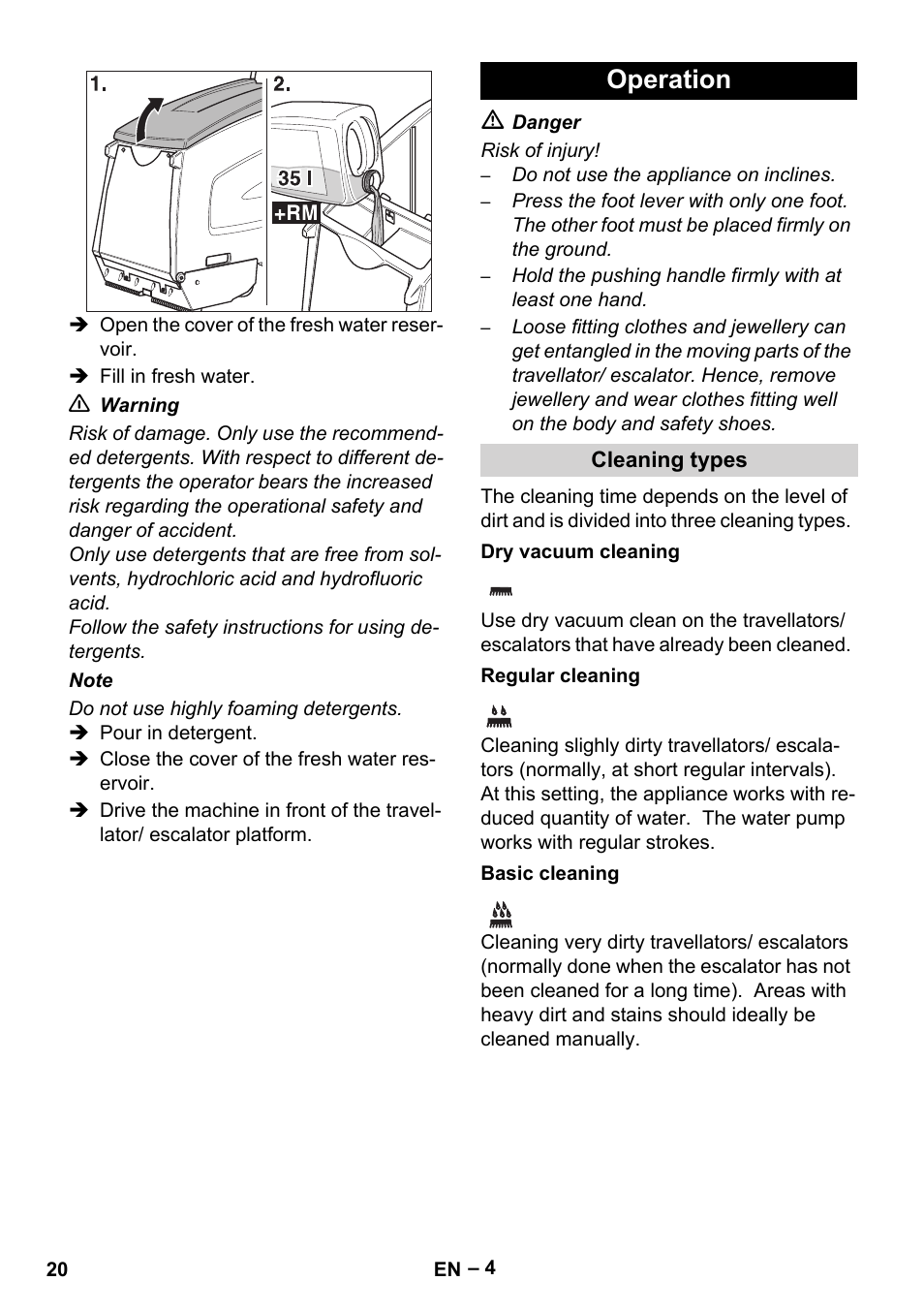 Operation | Karcher BR 47-35 ESC EU User Manual | Page 20 / 276