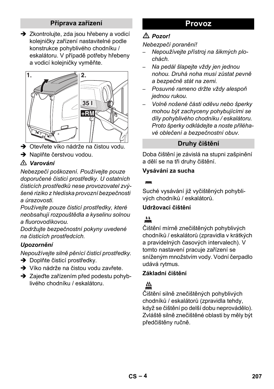 Provoz | Karcher BR 47-35 ESC EU User Manual | Page 207 / 276
