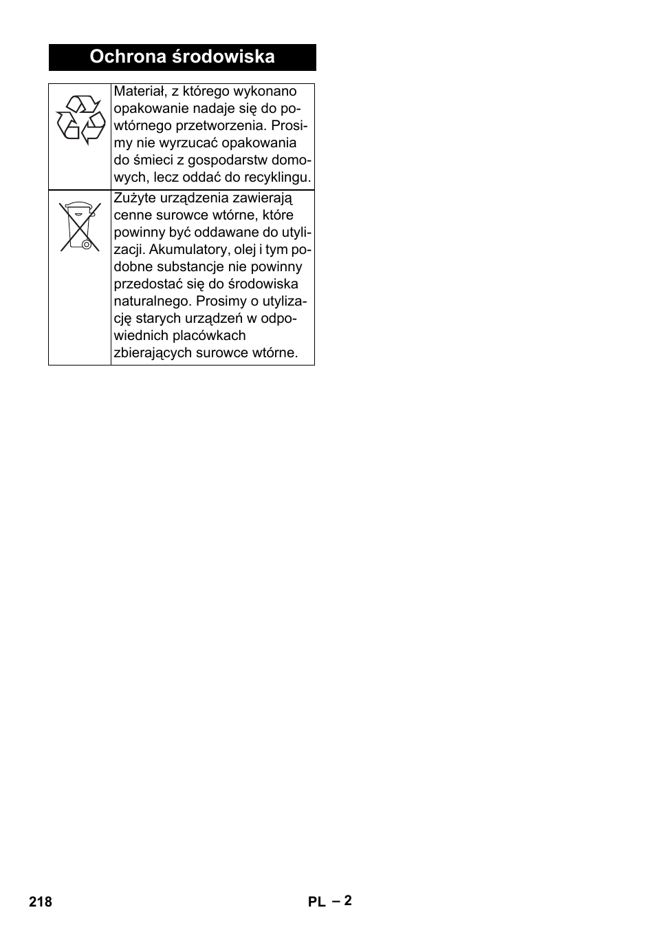 Ochrona środowiska | Karcher BR 47-35 ESC EU User Manual | Page 218 / 276