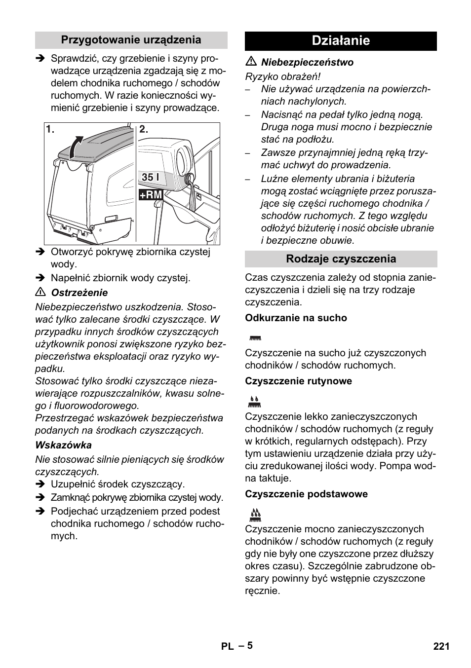 Działanie | Karcher BR 47-35 ESC EU User Manual | Page 221 / 276