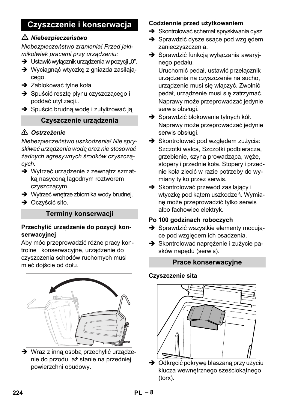 Czyszczenie i konserwacja | Karcher BR 47-35 ESC EU User Manual | Page 224 / 276