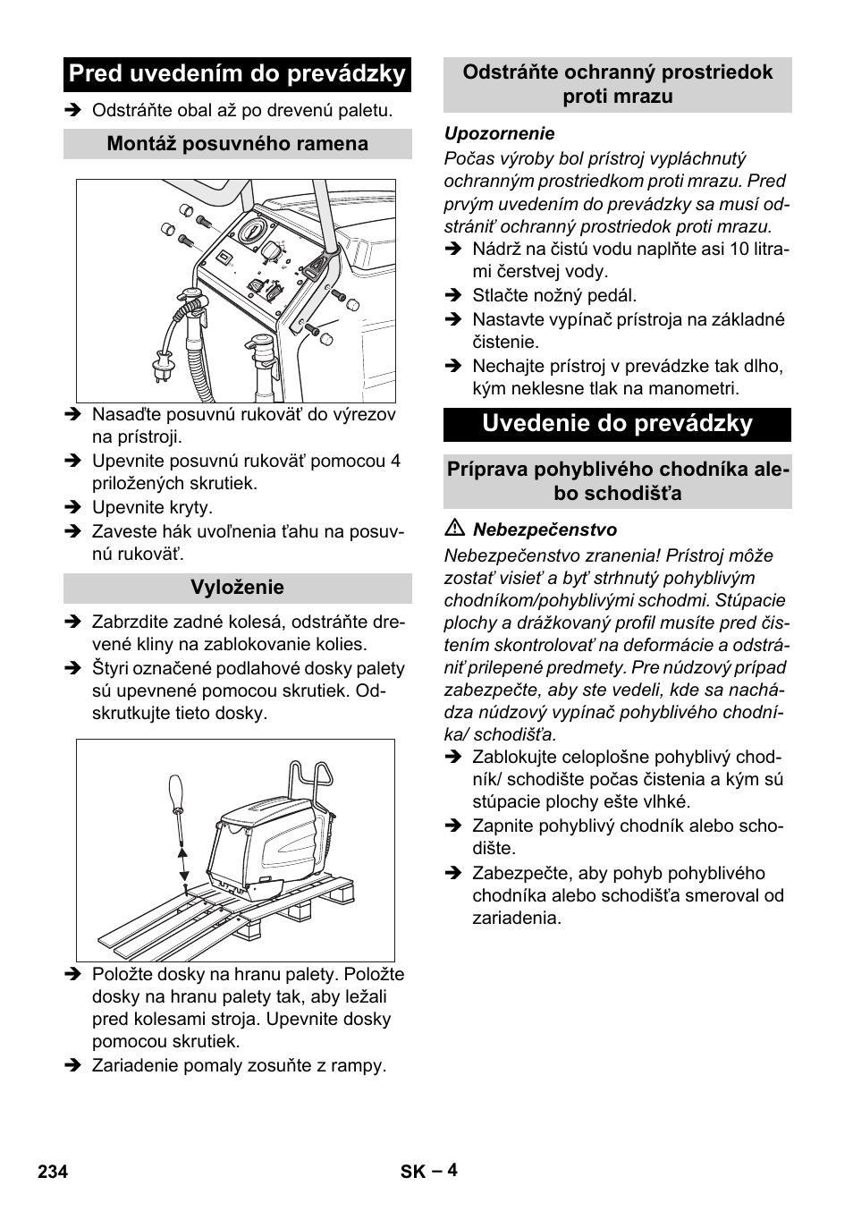 Pred uvedením do prevádzky, Uvedenie do prevádzky | Karcher BR 47-35 ESC EU User Manual | Page 234 / 276