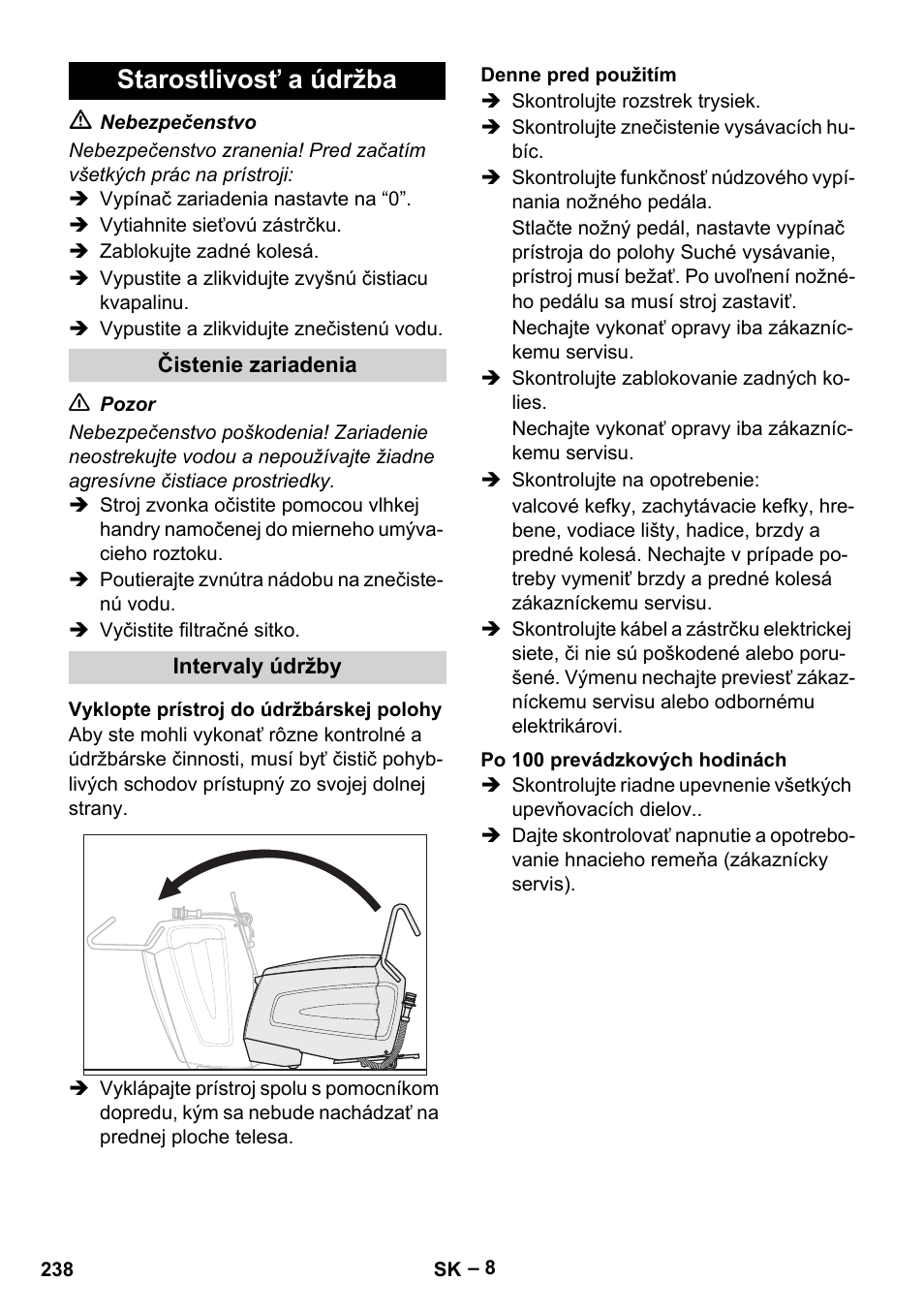 Starostlivosť a údržba | Karcher BR 47-35 ESC EU User Manual | Page 238 / 276