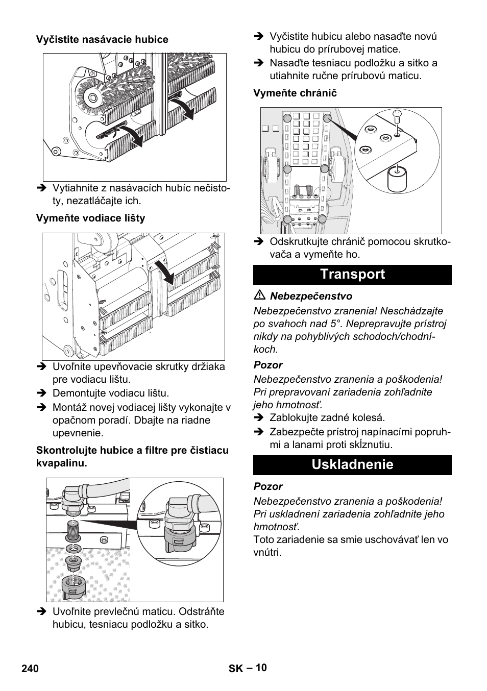 Transport uskladnenie | Karcher BR 47-35 ESC EU User Manual | Page 240 / 276